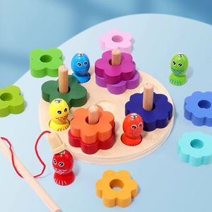 Children's Puzzle 2 in 1 Column of Early Teaching Geometric <strong>Shape</strong> Wooden <strong>Sorting</strong> Montessor Fishing Columns Educational Kid's Toy - Product Image 5