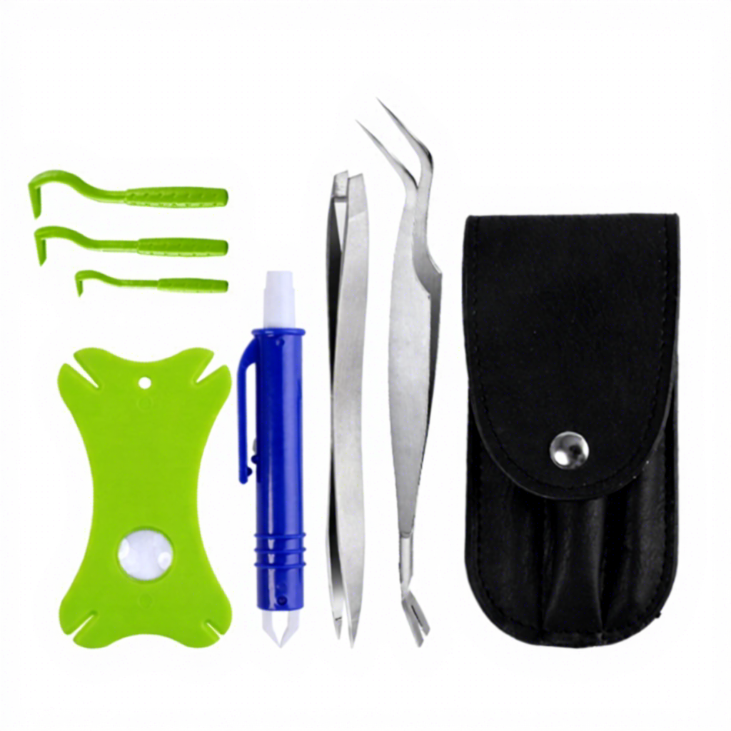 set blu e verde da 7 pezzi (stile borsa in pelle)