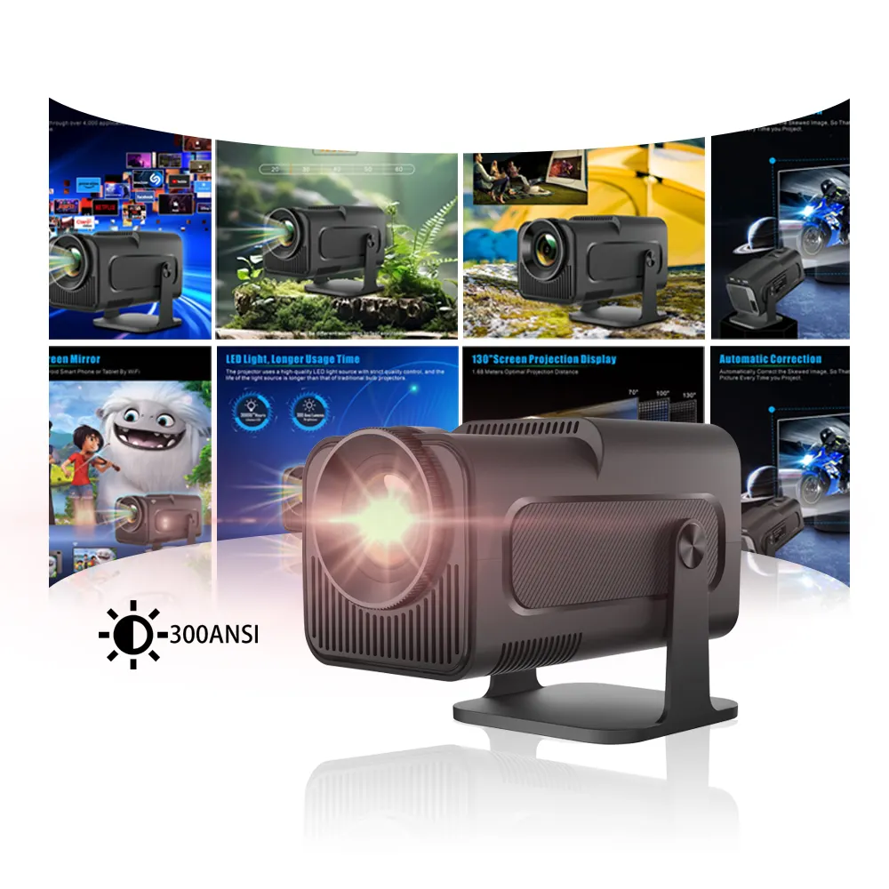 4K HD android 11 portable projector 300 ANSI hight brightness outdoor LCD projector WIFI6 BT5.0 Movie Projecteur