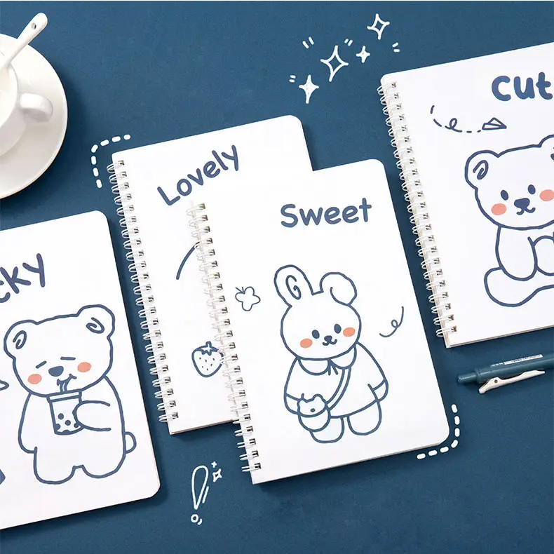 Cuadernos A5 papelería escuela personalizada dibujos animados espiral encuadernación diario perforado impresión de libros diario Mini cuadernos lindos para niños