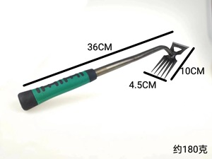2 2合1花园耙手动杂草草生根工具铲6齿除草手动园艺松散土壤工具