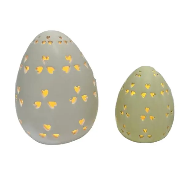 2023 pasqua ceramica nuovo DESIGN decorazione primaverile decorazione uovo in ceramica con luce a LED decorazione pasquale