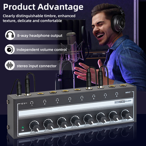 MICROAMPHA800ヘッドフォンアンプ8チャンネルステレオミニオーディオアンプパーソナルモニターヘッドフォンアンプforStudio - Product Image 3