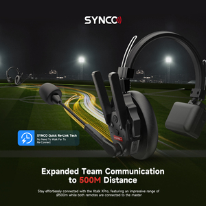 SYNCO Xtalk XPro 2,4G Sistema de intercomunicación inalámbrico X2 X5 MasterFree Reducción de ruido Auriculares de intercomunicación para Cine Transmisión en vivo