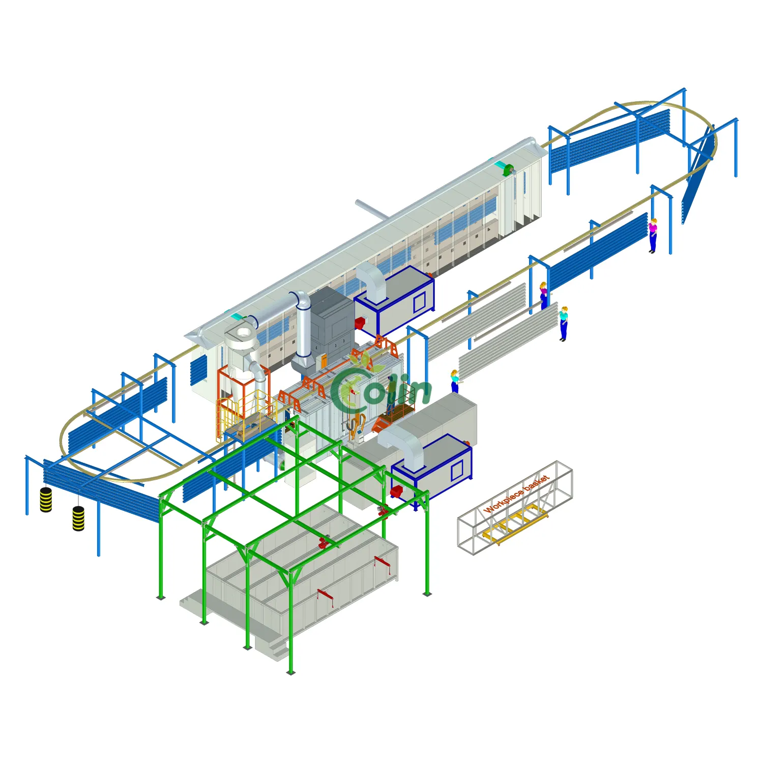 Profili in alluminio sistema di linea di verniciatura a polvere completamente automatico in metallo in vendita