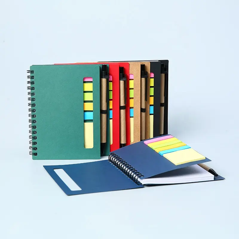 Özelleştirilebilir Logo spiral Notebook çok fonksiyonel yapışkan notlar kalem not defteri promosyon ofis yapışkan notlar kitap