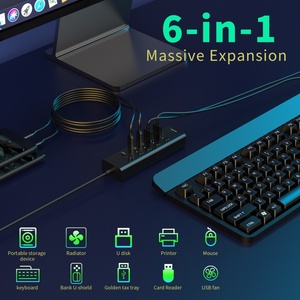6-in-1 USB-Cハブ (個別スイッチ付き) HDM I USB 3.0 PD充電MacBookおよびPC、ラップトップ、USBCデバイスと互換性があります - Product Image 5