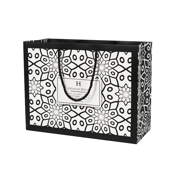 Sacchetto della spesa di Logo di lusso di carta dei gioielli del regalo che stampa i sacchetti di carta fatti a mano decorativi con il Logo
