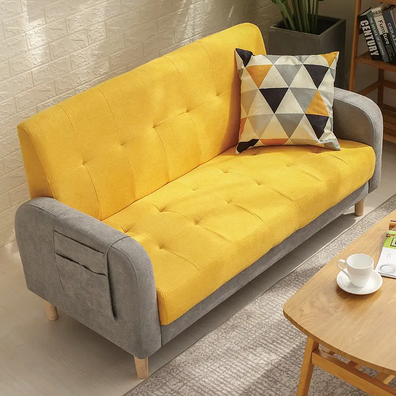 Customized Fashion Design Home Furniture Sofas Fabric 2 Seater Small Sofas With Armrest Pockets