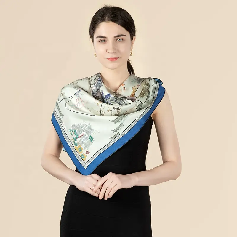 Scarf Manufacturer Luxury Custom 18 Momme Silk Twill Head Scarves With Logo Gift Box