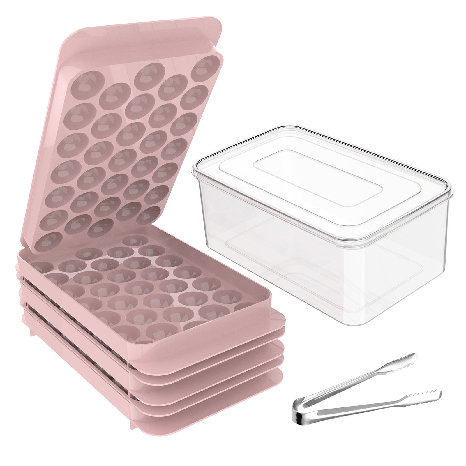 Trois moules à glaçons + boîte à glace + pince à glace