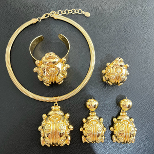 Zhuerrui nuovo Design unico Set di gioielli in oro rospo elemento fortuna Dubai orecchini Nigeria di fascia alta matrimonio 4 pezzi regalo BoxHK03022