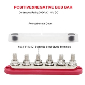 300a Power Distribution Block Bus Bar Pair Bus Bar M10 Terminal Studs 12-48V, Bus Bar Terminal Block with Cover Max 300V - Product Image 3