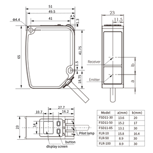 FLR-50-RS485 High Precision <strong>Analog</strong> 4-20mA <strong>Laser</strong> <strong>Sensor</strong> 0.01mm 80-500mm Displacement Linear Angle Measuring Position <strong>Sensor</strong> - Product Image 6