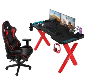 Mesa de juegos ergonómica, escritorio de PC, mesa de escritorio de ordenador con portavasos y gancho, marco de escritorio de juegos de pie - Product Image 5