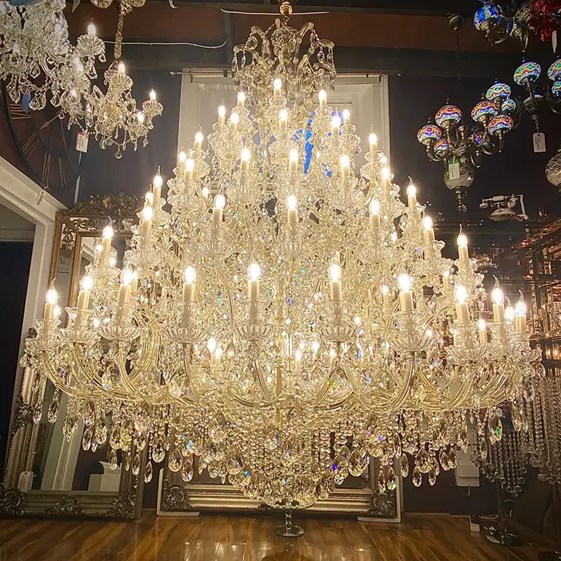 French Large Luxury Vintage Banquet Hall Palace Mansion Lobby Wedding Maria Theresa Crystal Chandelier