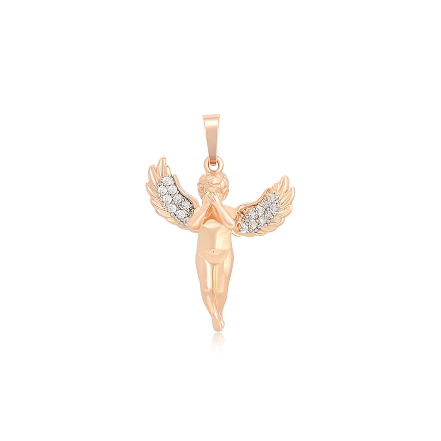 Acessórios joias a00903520, joias 18k cor dourada artificial zircônio, cobre, adorável, anjo cupido, mulher, pingentes, joias