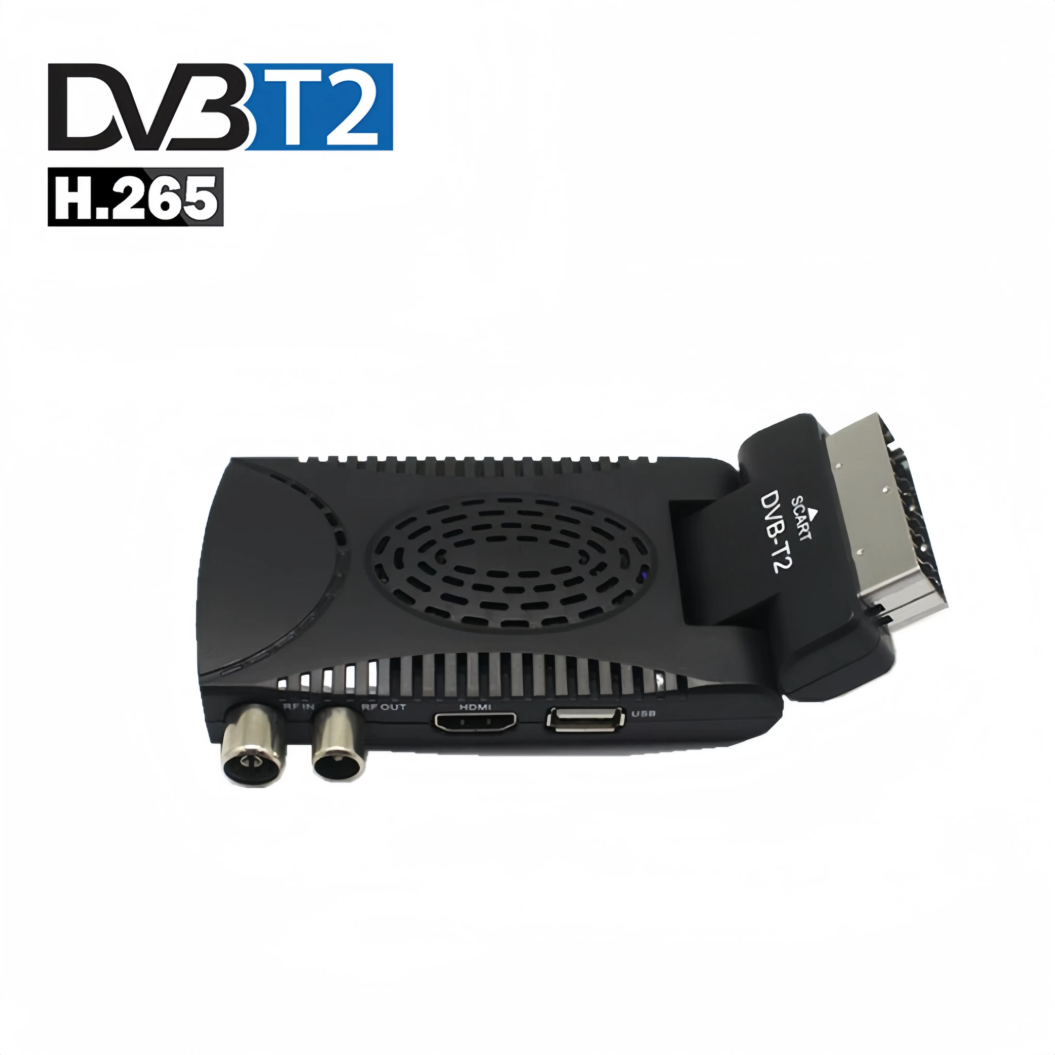 DVB-T2 स्पेन हॉटसेल H.265 डिकोडर 145MM सेट टॉप बॉक्स डिजिटल टेरेस्ट्रियल रिसीवर स्कार्ट पोर्ट इन्फ्रारेड रिसीवर OEM और ODM के साथ