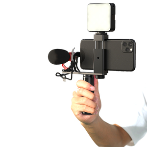 Smartphone Video 3 Shoe Mounts <strong>Filmmaking</strong> Handheld Phone Video Stabilizer Grip Vlogging <strong>Kit</strong> with Video Microphone for iPhone - Product Image 2