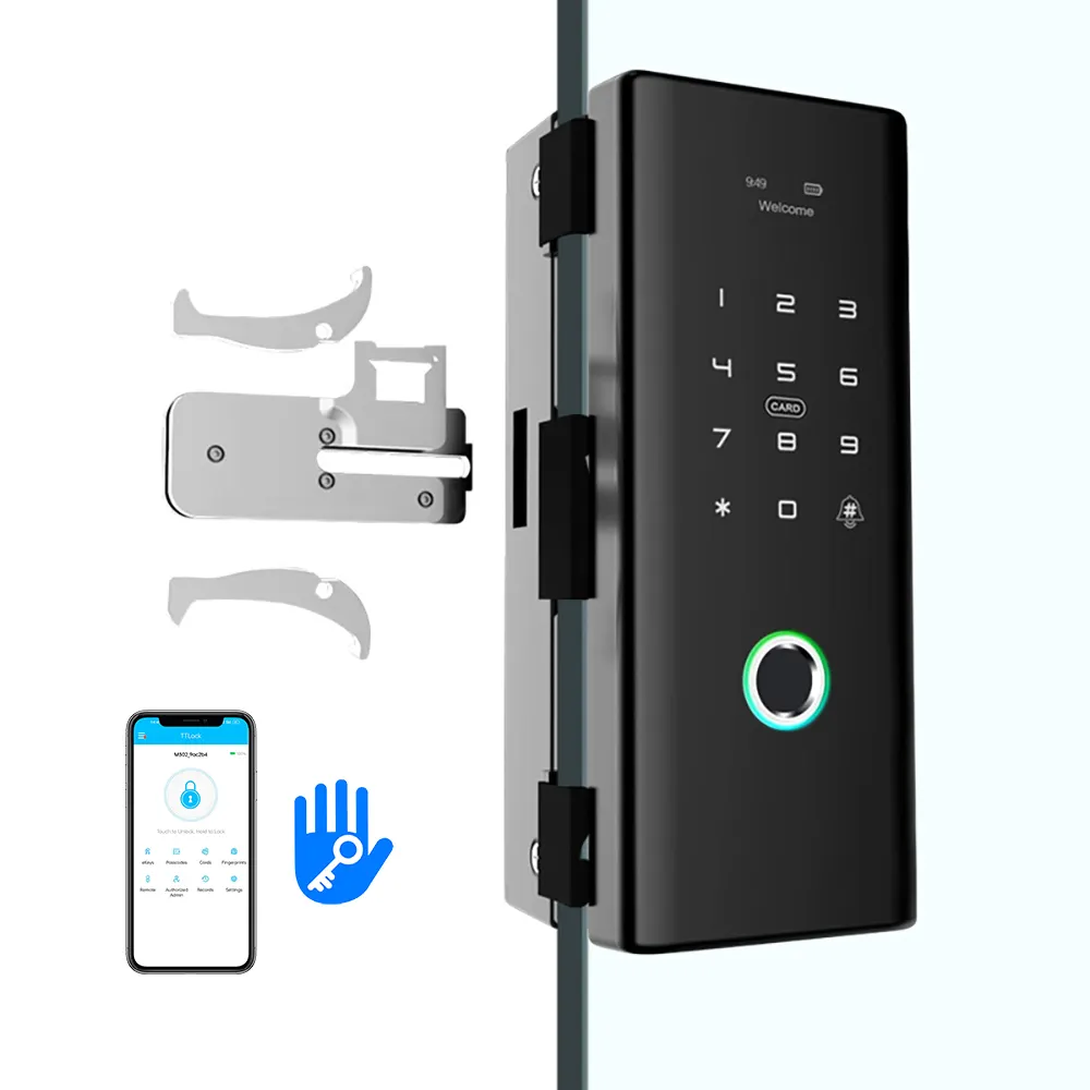 TTlockセキュリティ指紋ドアロック付き生体認証スマートロック解除引き戸ロックWifi電子制御ドアロック