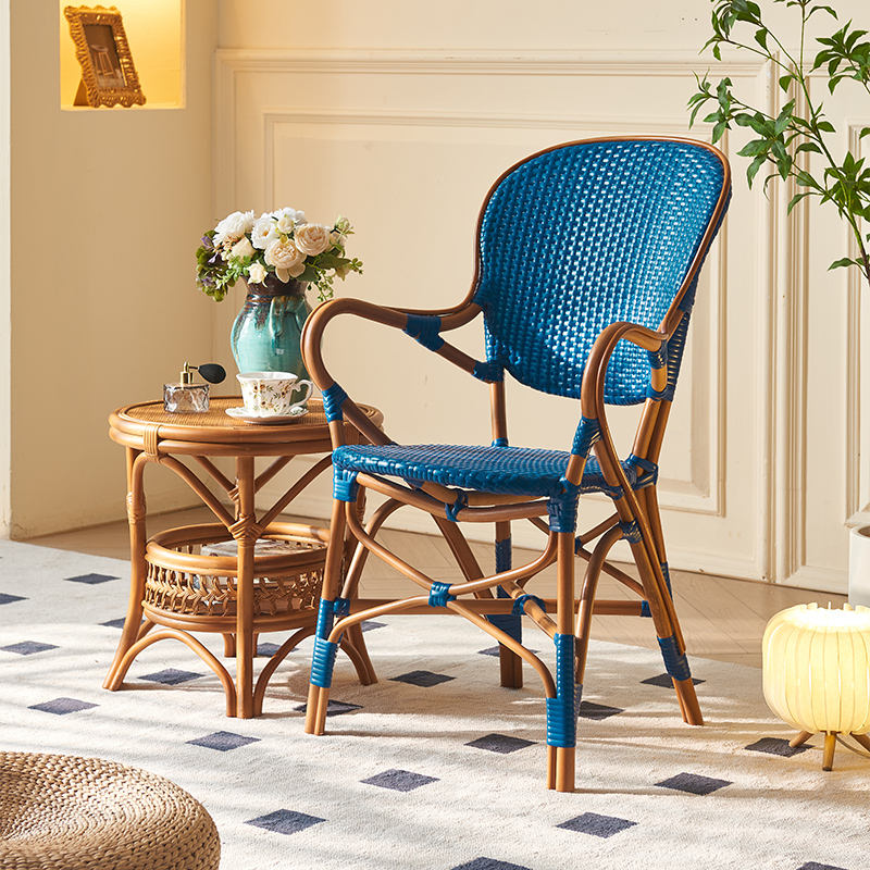 Natural Rattan + Blue