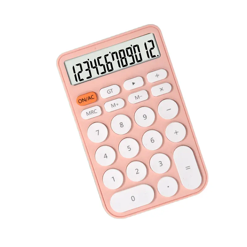 آلة حاسبة إلكترونية محمولة للطلاب باللون الوردي لطيف صغير