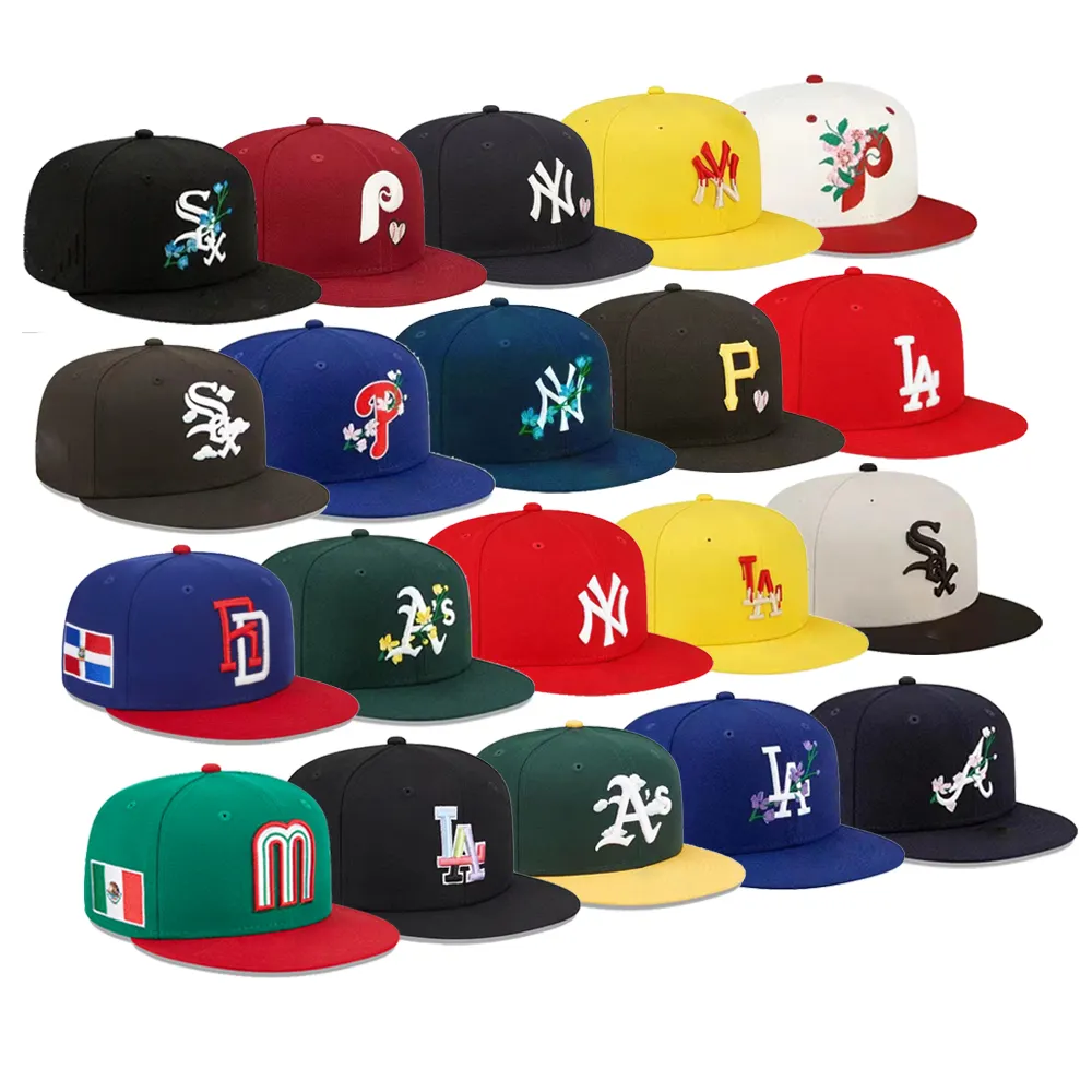 Prix usine plat bord 3D broderie Baseball Snapback pour homme Logo personnalisé ajusté chapeau casquettes Gorras De Beisbol 5 panneau casquette chapeaux