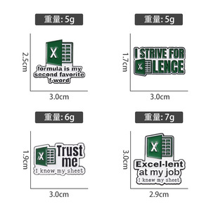 Sáng Tạo Excel bảng tính men chân văn phòng tùy chỉnh phần mềm Logo worksheet trâm cài ve áo huy hiệu trang sức phụ kiện trang trí - Product Image 4