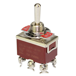15A 250V 12MM (ON)-OFF-(ON) トグルスイッチ3ウェイ6ピントグルスイッチブラウンカラーDPDTモーメンタリートグルスイッチ (カーボート用) - Product Image 1