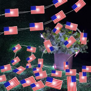 7月4日独立記念日愛国心が強い装飾LEDアメリカ国旗スターストリングライトバッテリー式屋外屋内ストリングライト - Product Image 3