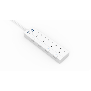工业用4出口BS单行扩展电涌保护器，带开关USB a输出3端口ABS材料 - Product Image 1