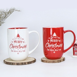 OEM Logotipo Personalizado Impresso Festival Natal Floco De Neve Copo De Porcelana Grande Tamanho Alta Caneca De Café De Cerâmica