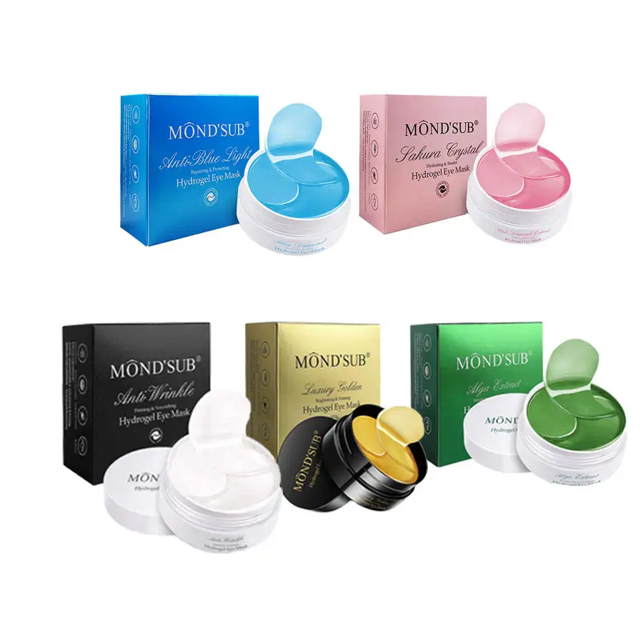 Étiquette privée personnalisée Gel au collagène doré, bio, vente en gros, gelée rose, acide hyaluronique, sous les yeux, Patch Hydrogel en cristal, 1 pièce