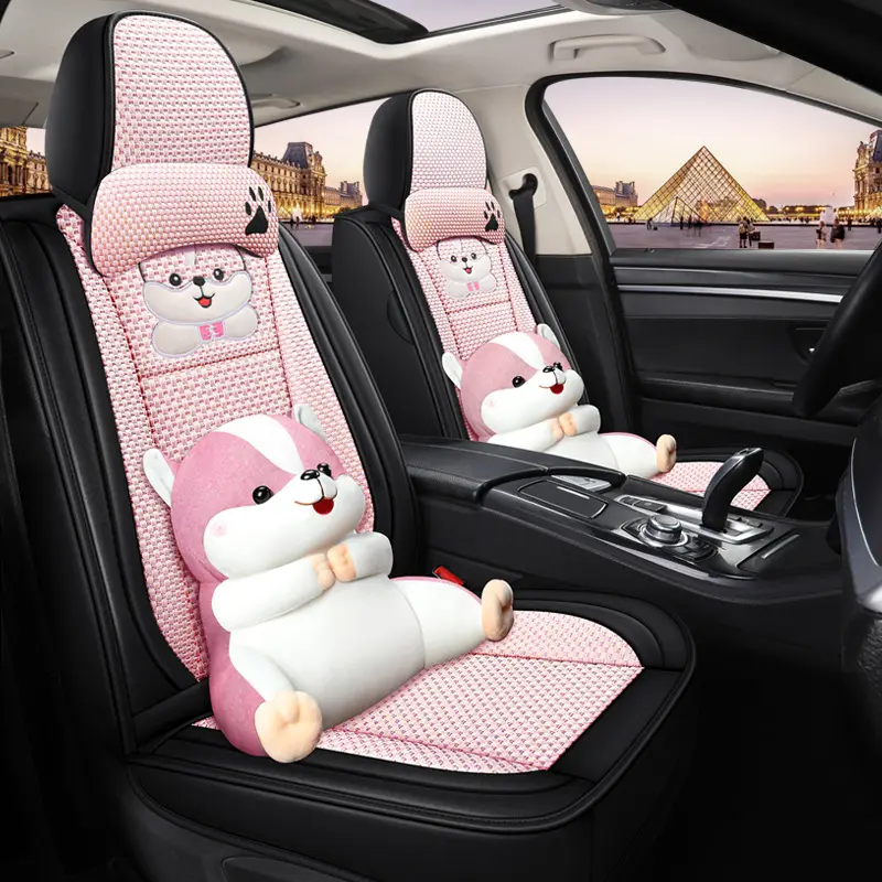 Cute Cartoon personalizado transpirable funda de asiento para coche interior accesorios girly universal completo conjunto de fundas de asiento de coche conjunto completo