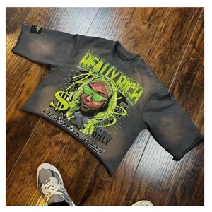 Custom Men's Acid Wash Vintage Cotton T-Shirt Oversize Cropped Drop Shoulder Design Distressed Streetwear DTG Printing Baggy