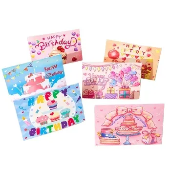 Custom Print Happy Birthday Greeting Card with Envelopes Logo Design Print Cute Postcard