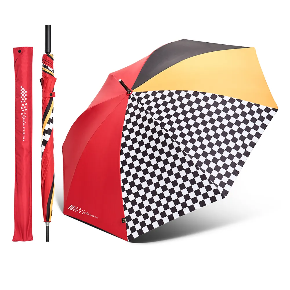 Paraguas de golf personalizado de marca de lujo grande con bolsas-Impresiones de logotipo a prueba de viento de carbono ligero de primera calidad