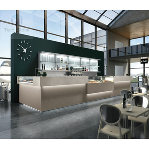 Design De Exibição De Vidro De Forma Longa Linear Superfície Sólida Acrílica Buffet bar <span class=keywords><strong>Counter</strong></span> Móveis