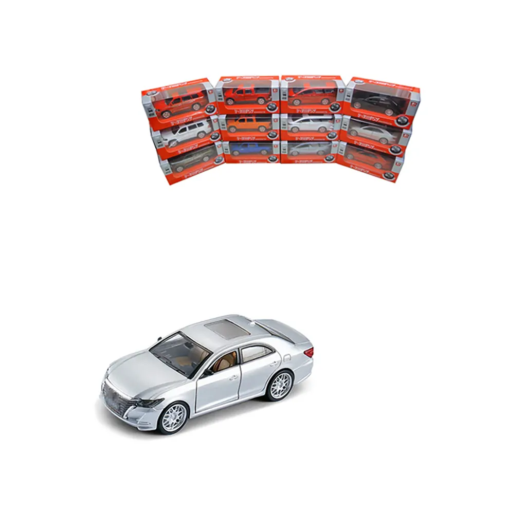 لعبة سيارة تويوتا الموديل الفضي اللون 1/36 لعبة سيارة مصرح بها لعبة سيارة سحب وراءه للصبيان والفتيات