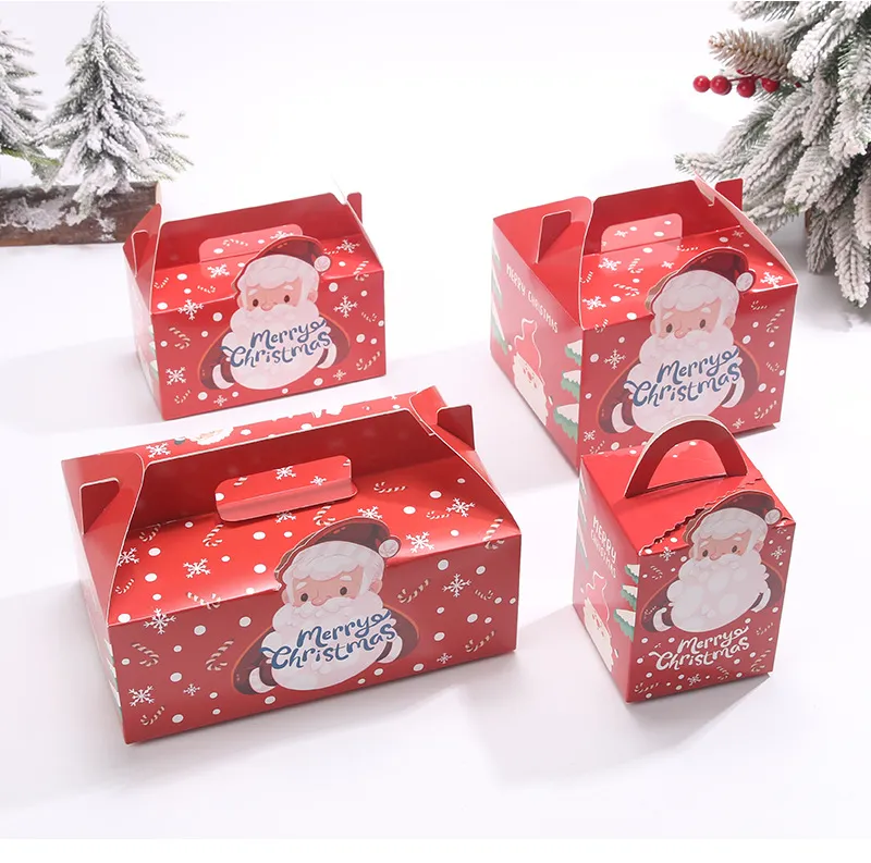Caixa de biscoitos para cupcake com alça, caixa de doces para Papai Noel, biscoitos de chocolate, feriados, festas de feliz ano, lembrancinhas para crianças