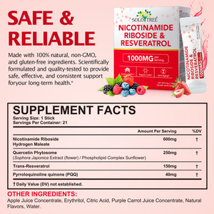 SOLOTREE suplemen Vegan bebas gula 1000MG nikotinamida Riboside PQQ Resveratrol Nad suplemen sirup buah meningkatkan Nad + mendukung sehat - Product Image 4