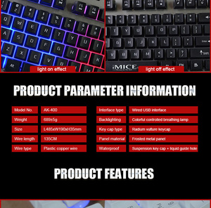 iMICE AK-400工厂制造的USB有线背光键盘游戏兼容笔记本电脑和电脑 - Product Image 6