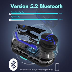 Intercomunicador inalámbrico para casco de motocicleta, auriculares estéreo Bluetooth 5,2 manos libres, IP67, resistente al agua, 850mAh, auricular de larga espera - Product Image 2