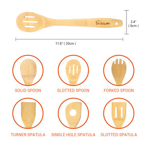 Tre nấu ăn đồ dùng đặt thìa gỗ & thìa gỗ, 6-Piece thìa gỗ để nấu ăn là dành cho nhà bếp - Product Image 2