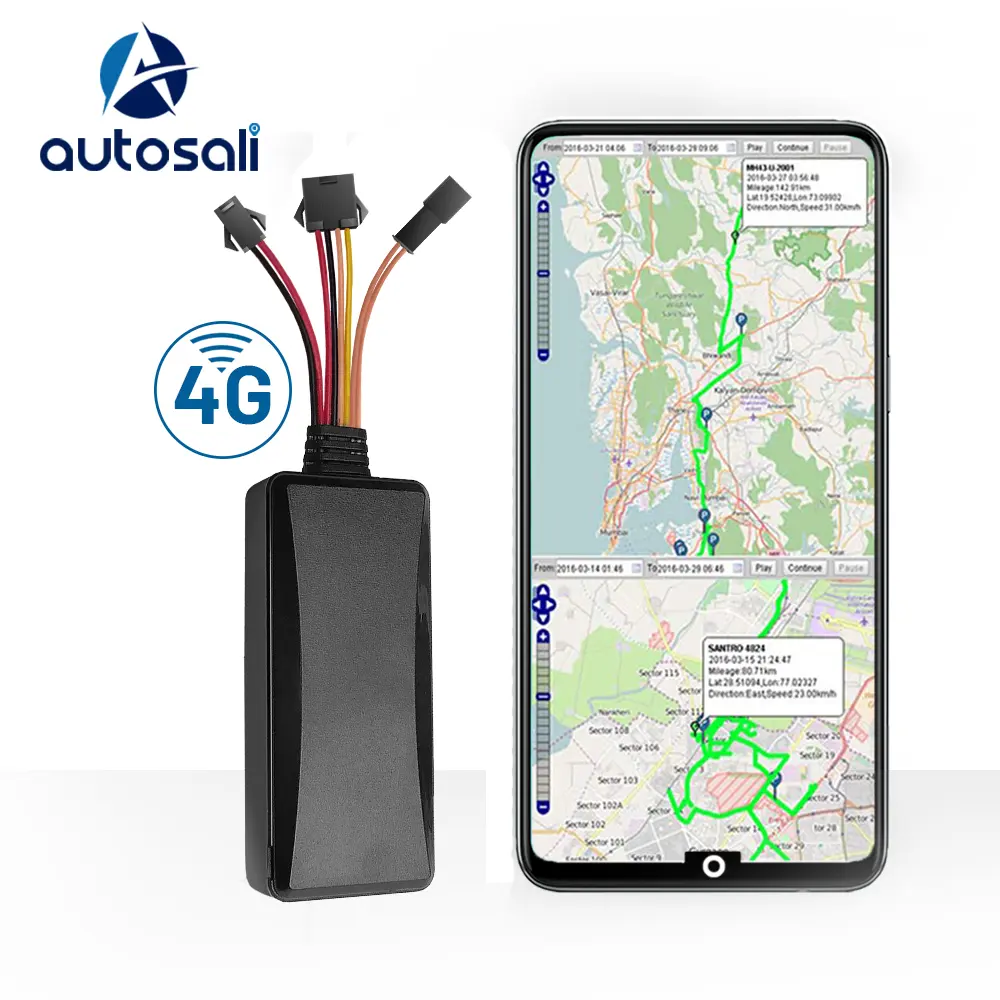 Autosali 4G Satellite Tracking Navigation Device Moto Car Anti-Theft Locator Vehicle Management GPS Tracker With Free Software