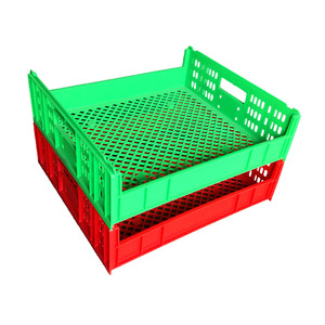 Caja móvil apilable de plástico HDPE de uso alimenticio, caja de almacenamiento apilable para pan, transporte de plástico pequeño y plegable - Product Image 2