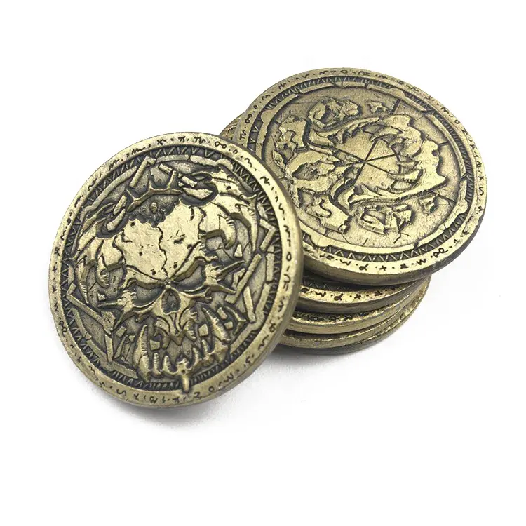 주문 공백 아연 합금 금은 도금 오래된 도전 동전 고대 금속 기념품 동전