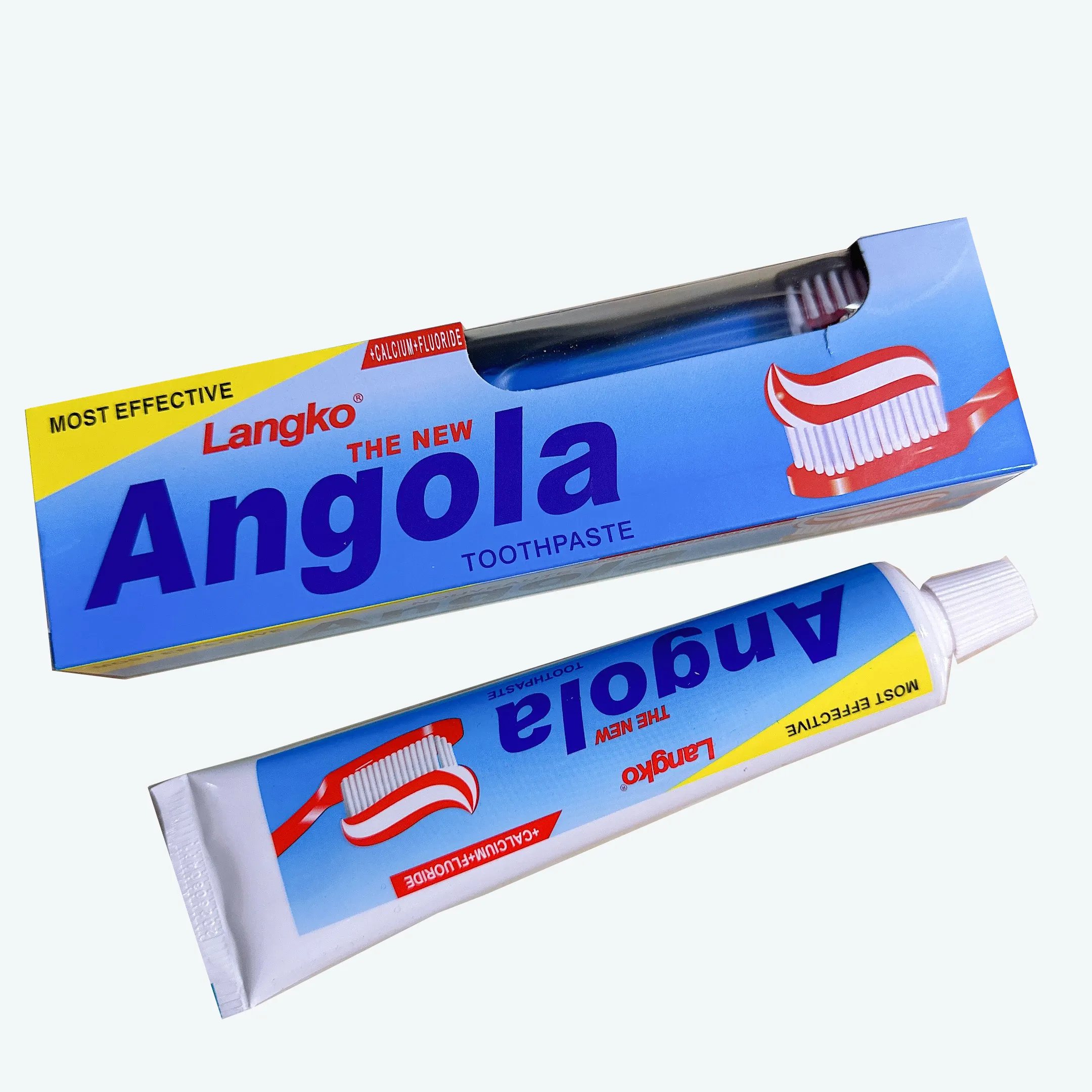 OEM own brand Angola Toothpaste two-color Fresh Mouth whitening fluoride anti-decay toothpaste