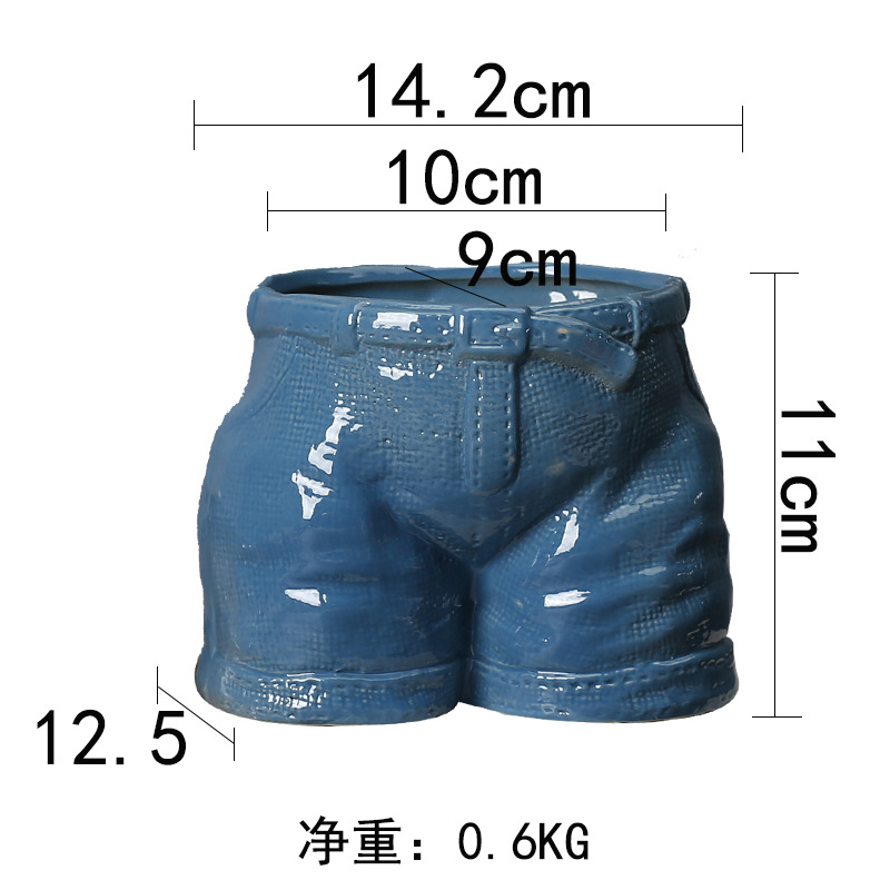 Pot de fleurs en jean bleu foncé