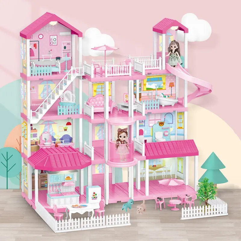 DIY komik Pretend mobilya çocuk oyuncak güzel kız bebek evi 2 Doll
